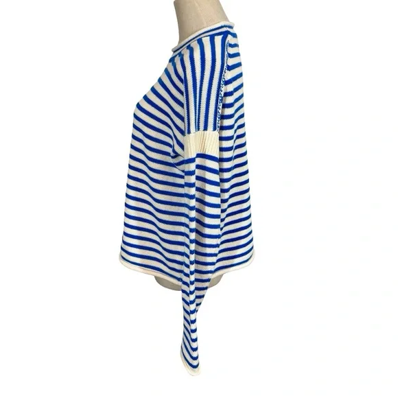 Alex Mill Mariner Roll Neck Sweater in Ultramarine and Ivory - Picture 9 of 15